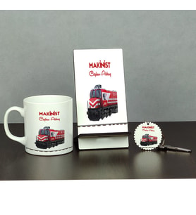 Makinist Üçlü Set (Kupa + Telefon Standı + Anahtarlık)