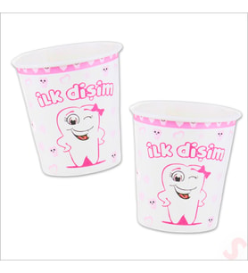 İlk Dişim Karton Bardak, 8 Adet - Pembe (STD)