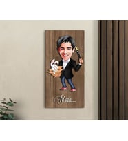 BK Gift Kişiye Özel Sihirbaz Karikatürlü Kabartma Figürlü Ahşap Tablo-1, Arkadaşa Hediye, Sevgiliye Hediye, Duvar Dekoru