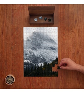 Karlı Dağlar Ve Ağaçlar Tasarımı 240 Parça Ahşap Puzzle Ahşap Kutuda PD00003