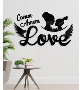 Canım Annem Melek Kanadı Love Duvar Dekorasyon 38x25