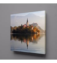 DAĞ GÖL MANZARASI KANVAS TABLO 120x120cm (Karışık)