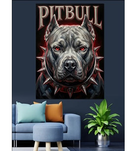 Pitbull Köpeği Karizmatik Güçlü Portre Dekoratif Kanvas - Mdf Ahşap Tablo