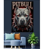 Pitbull Köpeği Karizmatik Güçlü Portre Dekoratif Kanvas - Mdf Ahşap Tablo