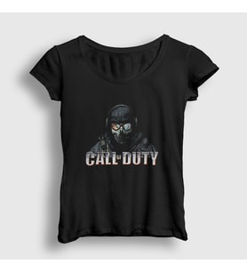 Presmono Kadın Siyah Soldier Call Of Duty T-Shirt 27437tt