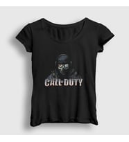 Presmono Kadın Siyah Soldier Call Of Duty T-Shirt 27437tt