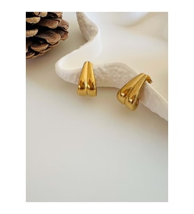 İKİLİ GÖRÜNÜMLÜ ÇELİK DAMLA KÜPE GOLD RENK ACR0862