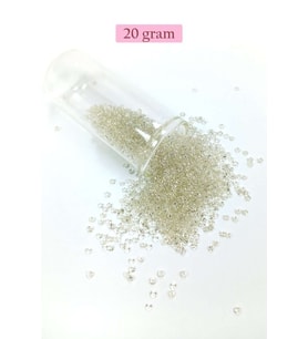 Dökme Cam Kum Boncuk (11/0) 2 mm - 20 Gram - Şeffaf Beyaz - BNC018