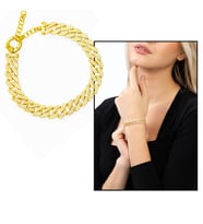 Beyaz Zirkon Taşlı Gold Renk 925 Ayar Gümüş Gurmet Kadın Bileklik (Çok Renkli)