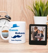 Kişiye Özel Canım Babam Tasarımlı Beyaz Kupa Bardak Ve Siyah Çerçeve