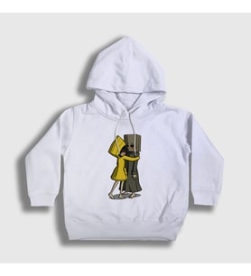 Presmono Unisex Çocuk Beyaz Hug Little Nightmares Kapüşonlu Sweatshirt 159779tt (Beyaz)