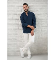 Regular Fit Yaka Düğmeli Yazlık Modal Kumaş Erkek Gömlek