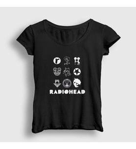 Presmono Kadın Siyah Symbols Radiohead T-Shirt 104541tt