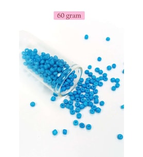 Dökme Cam Kum Boncuk Büyük Boy (6/0) 4 mm - 60 Gram - Açık Mavi - BNC142