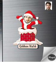 Kişiye Özel Yılbaşı Erkek Ahşap Magnet -1