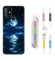 INFINIX Hot 8 9 10 11S Hot 10 Play 10T Kılıf Kablo Koruma Spiral Silikon Night Moon 1133