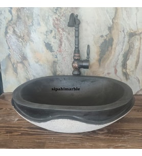 Bazalt Siyah Dışı Mucartalı Elips Lavabo