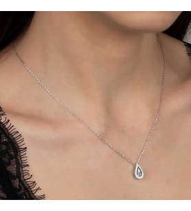 SWAROVSKİ TAŞLI DAMLA TAŞ 925 AYAR GÜMÜŞ KOLYE