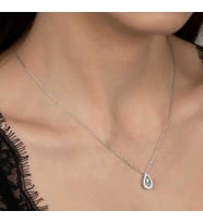 SWAROVSKİ TAŞLI DAMLA TAŞ 925 AYAR GÜMÜŞ KOLYE