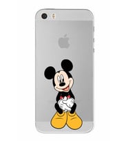 Apple iPhone 5SE Uyumlu Kamera Korumalı Tıpalı Kapak Mickey Mouse TasarımlıŞeffaf Kılıf