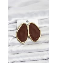 Pirinç Kahverengi Mineli Damla Model Vintage Plaka Kadın Küpe - TJ-BKP11595