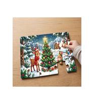 Noel Ağacı - Sevimli Hayvanlar Tasarımlı 24 Parça Ahşap Çocuk Puzzle