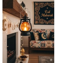 13 cm Ledli Gaz Lambası Model Siyah Fener - Pil Dahil Dekoratif Fener