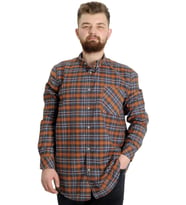 Mode XL Büyük Beden Erkek Gömlek Ekose Uzun Kollu 23300 Kiremit
