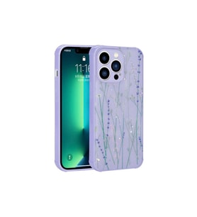 Apple iPhone 13 Pro Max Uyumlu Kılıf Simli Desenli Kamera Korumalı Parlak Zore Popy Kapak (Kahverengi)
