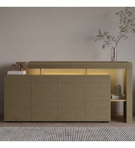 İnarch Dizayn Beliz LED Işıklı Modern Konsol – 170 cm, 4 Kapaklı ve İç Raflı Depolama, Şık Tasarım