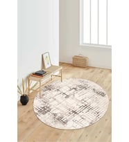 Dijital Baskılı Kaymaz Taban Yıkanabilir Yuvarlak Salon Halısı Koridor Halısı Paspas NDY-HT-50 (Vizon)