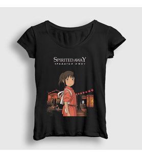 Presmono Kadın Siyah Chihiro Ogino Spirited Away T-Shirt 542078tt