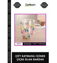Özel Üretim Borosilikat Isıya Dayanıklı Estetik Hediyelik ÇİFT KATMANLI İÇİNDE ÇİÇEK OLAN BARDAK