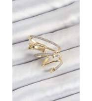 Pirinç Zirkon Taşlı Sıkıştırma Sağ Kıkırdak Gold Renk Kadın Küpe 5886 - HEP-4352-7591