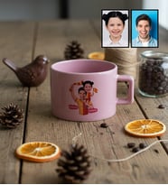 Kişiye Özel Karikatürlü Sarı Kırmızı Taraftar Baba Kız Lüks Pastel Fincan Babalar Günü Hediyesi