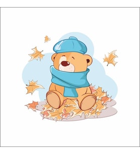 Sonbahar Ayıcık Sticker Duvar Sticker 30x20 CM