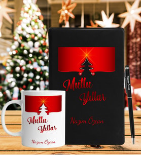 Yılbaşı İçin Kişiye Özel Defter Kalem & Kupa Hediye Seti