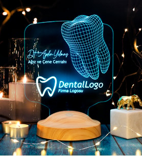 Diş Doktoru Hediyesi Diş Kliniği Logo eklenebilen, Dentist, Diş Hekimi Kişiye Özel 3 Boyutlu Led Lamba