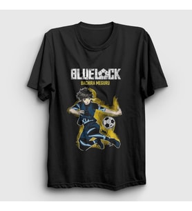 Presmono Unisex Siyah Bachira Meguru Futbol Soccer Anime Bluelock T-Shirt 445687tt