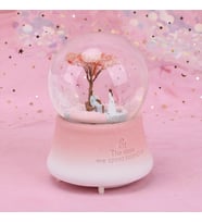 Romantik Aşıklar Büyük Boy Müzikli Işıklı Kar Küresi (Pembe)