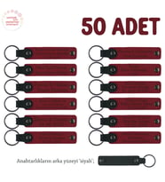 Görsel Sanatlar Etkinliği Hatırası, 50'li Set, Kişiselleştirilebilir Anahtarlık, Kırmızı & Siyah