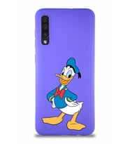 Samsung Galaxy A30S Soft Premier Kapak Donald Duck-C Tasarımlı Silikon Kılıf - Mor (Şeffaf)