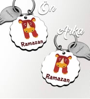 Kişiye Özel R Harfi Hayvanlar Tasarım HDF Dalgalı Anahtarlık (Beyaz)