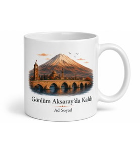 Aksaray Memleket Sevdası Kupa Bardak Hediye Özel Tasarım Porselen Mug