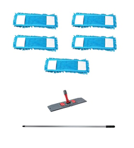 Makarna Şönil Kuru Nemli Palet Tablet Mop Yedek Seti Takımı - 5 ad 80 Cm. Mop + Mop Tutucu + Sap