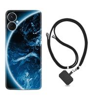 Tecno Spark 9T Kılıf Silikon Boyun Askılı İpli Desenli Silikon Blue Planet 1610