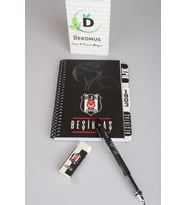 DEKOMUS CEP DEFTERİ,LİSANSLI BEŞİKTAŞ PLANLAYICI BLOKNOT,UÇLU KALEM 0.7 MM VE SİLGİ SETİ