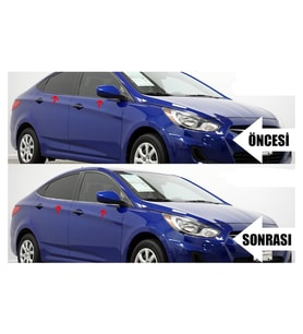 Hyundai Accent Blue Krom Cam Çıtası 6 Parça 2011-2020 Paslanmaz Çelik
