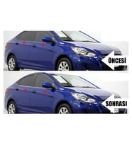 Hyundai Accent Blue Krom Cam Çıtası 6 Parça 2011-2020 Paslanmaz Çelik
