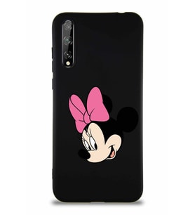 Huawei P Smart S Soft Premier Kapak Minnie Mouse-B Tasarımlı Silikon Kılıf - Siyah (Şeffaf)